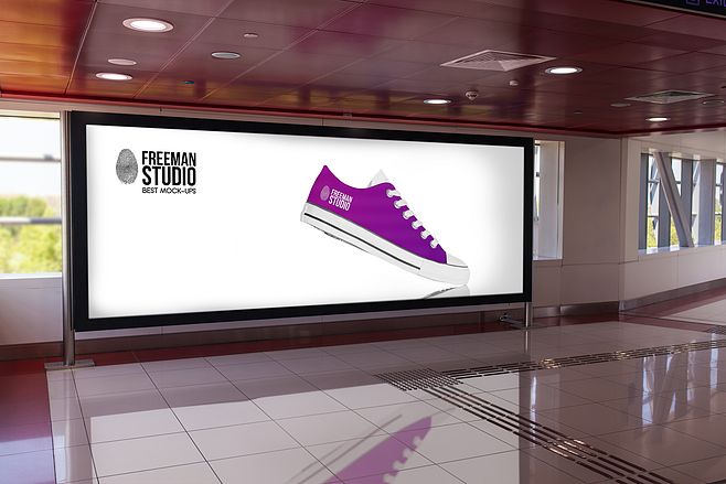 戶外燈箱展示效果圖建筑外墻廣告地鐵站臺海報(bào)PS樣機(jī)智能貼圖素材